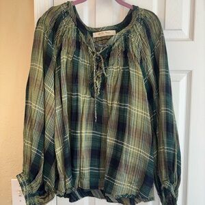 Free People. Green Plaid Women's Top. Smoke free home. Open to offers.
